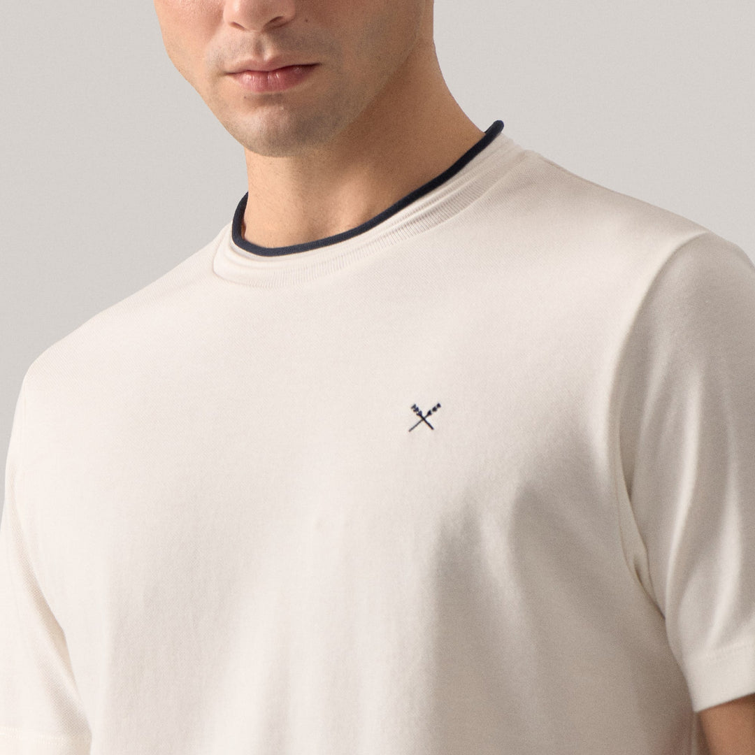 Regular Fit T-Shirt With Contrast Rolled Neck Band