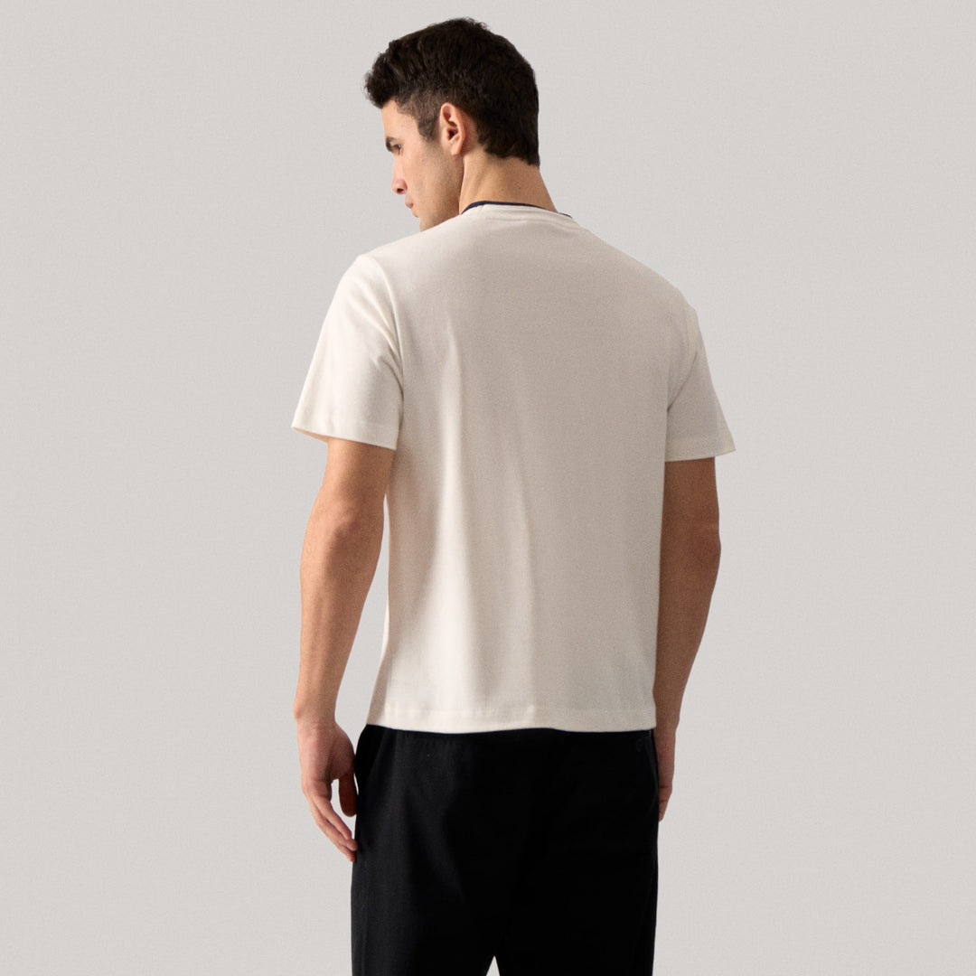 Regular Fit T-Shirt With Contrast Rolled Neck Band