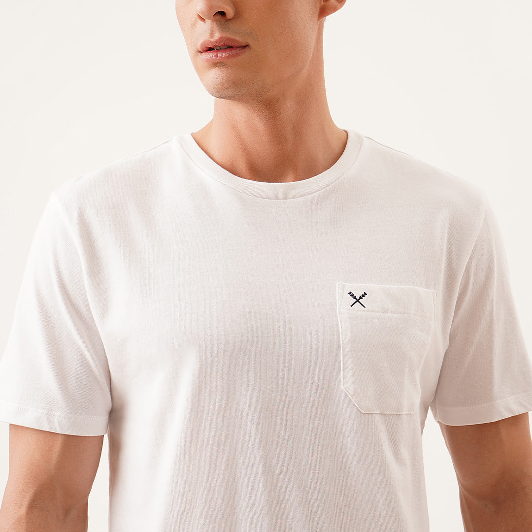 Plain white discount pocket tee