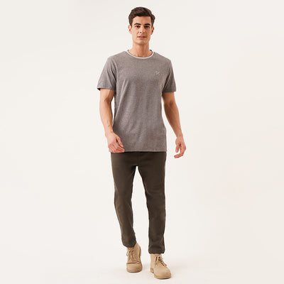 Tee With Contrast Neck Ribbing