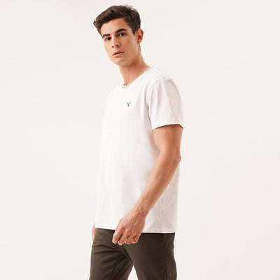 Tee With Contrast Neck Ribbing