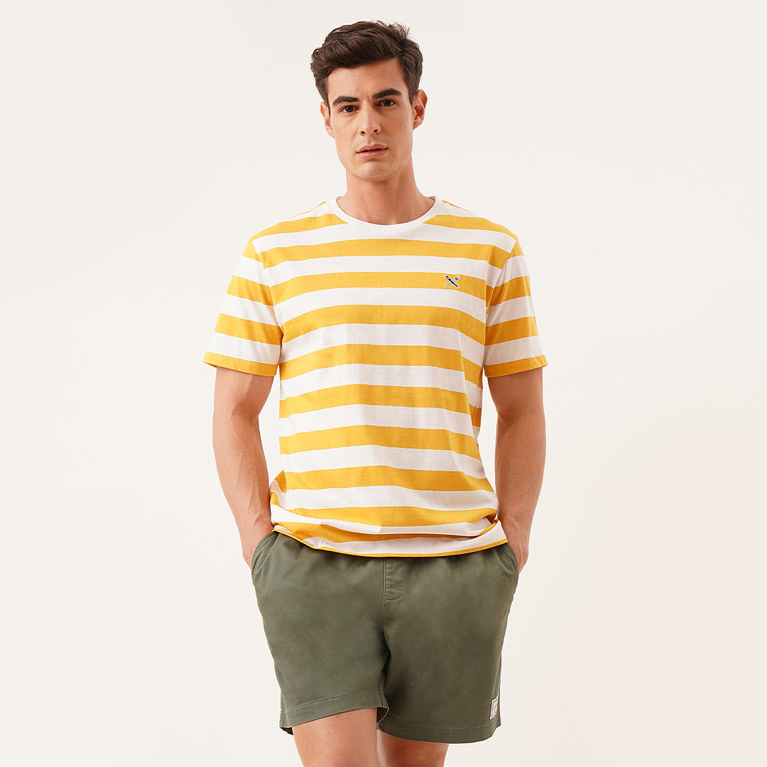 Regular Fit Round Neck T-Shirt In Stripes